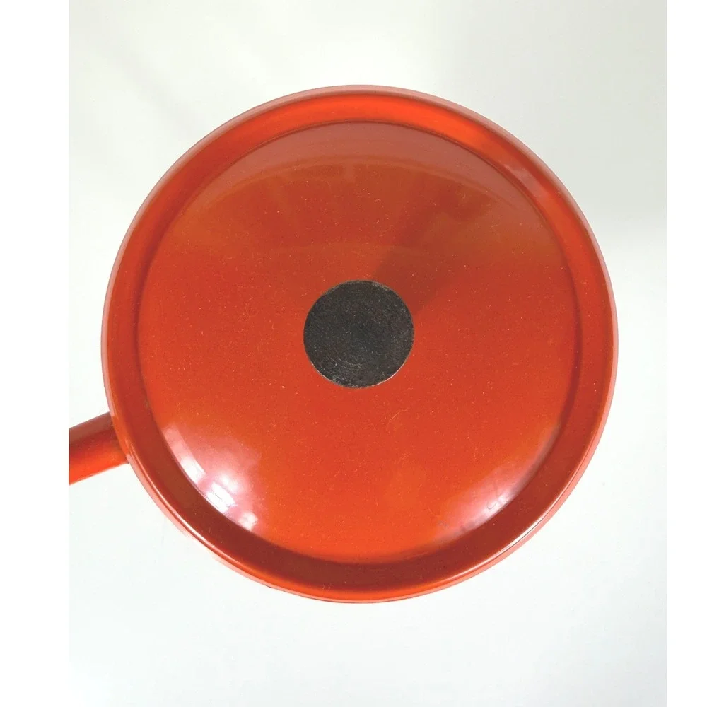 Vintage MCM Fondue Pot And Stand Orange Teakwood 60's Retro